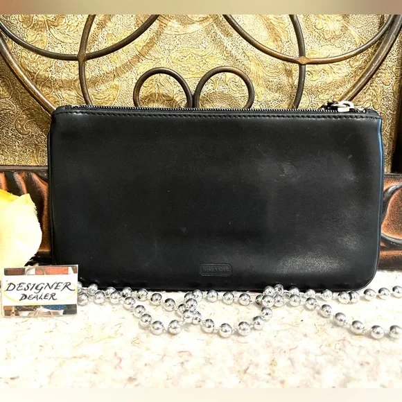 COACH Vintage Black Leather Cosmetic Case GUC! - Picture 3 of 12